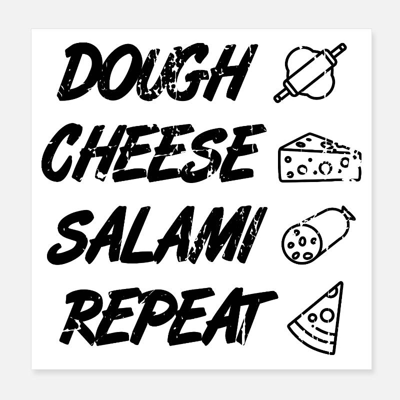 Dough Cheese Salami Repeat Poster 8" x 8" (20x20 cm)