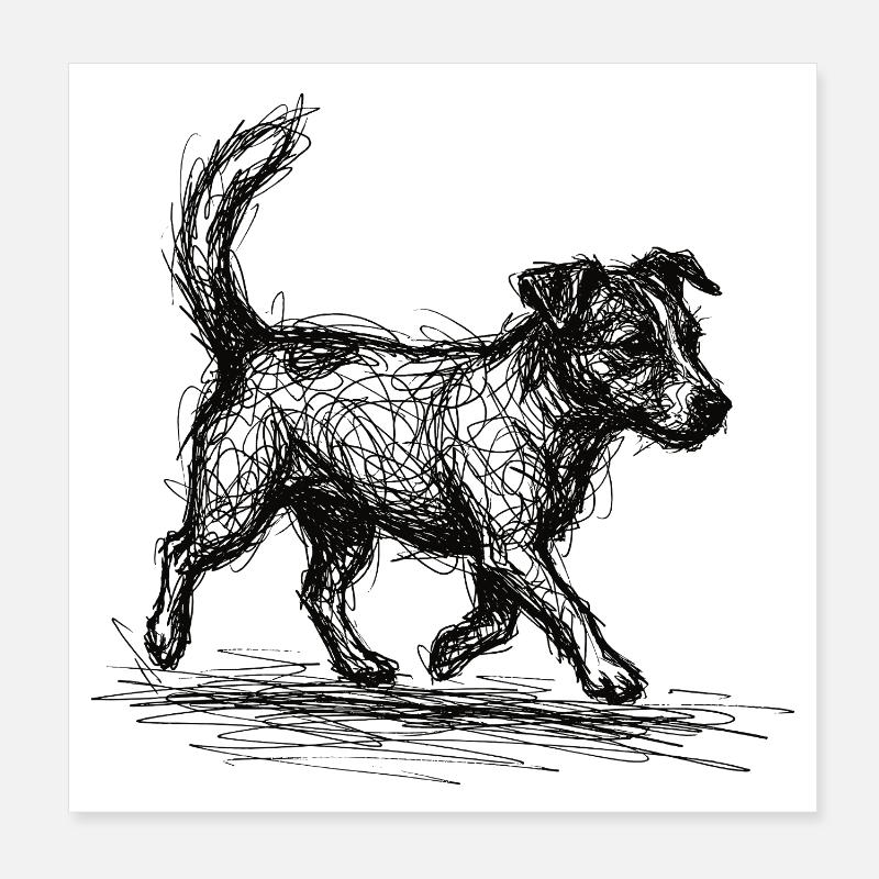 Jack Russell Terrier – Sketch Hund Design Poster 20x20 cm