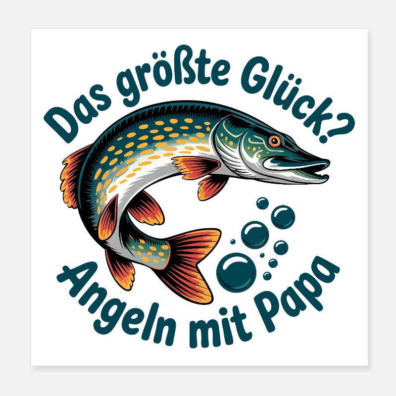 Papa Angler Geschenk Poster 20x20 cm