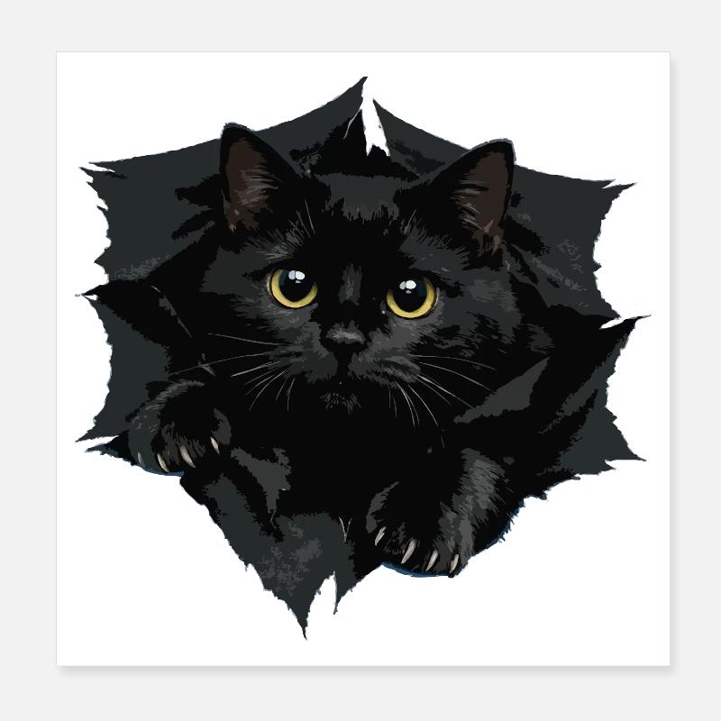 Chat noir par Tranchant Poster 20 x 20 cm