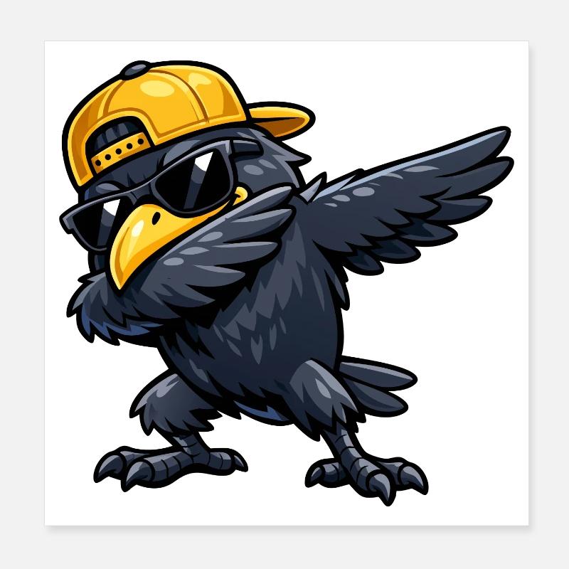 Dabbing Raven Poster 20x20 cm