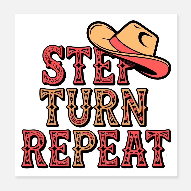 Line Dance Step Turn Repeat Poster 20x20 cm