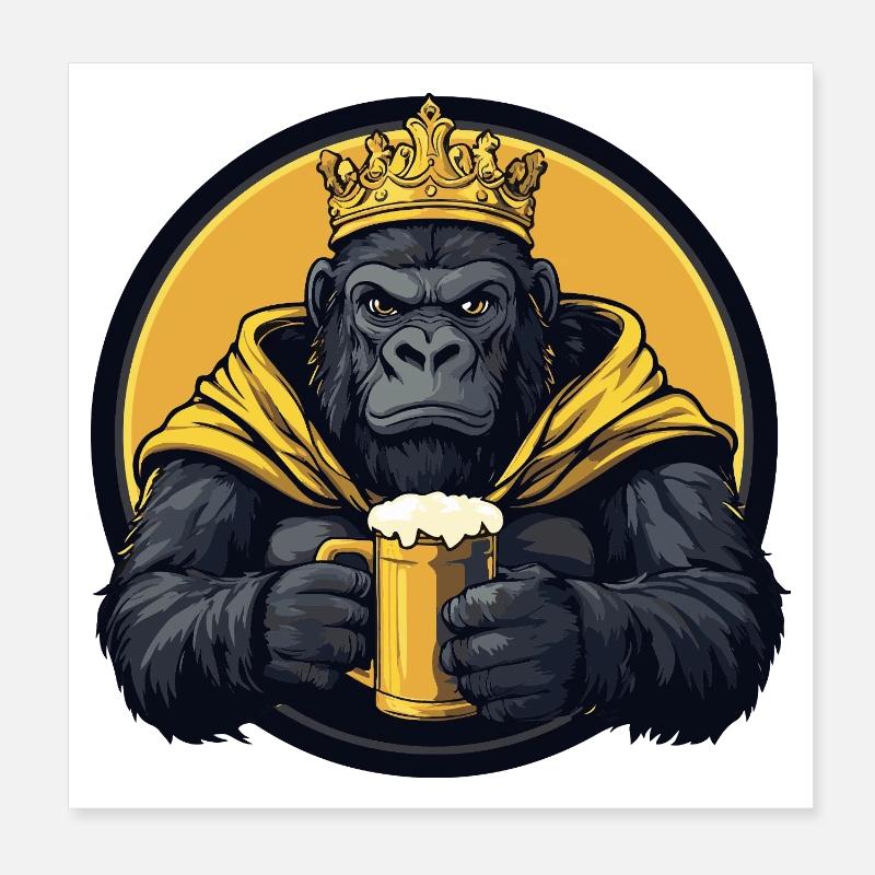 Gorilla Bier Lustig Poster 20x20 cm