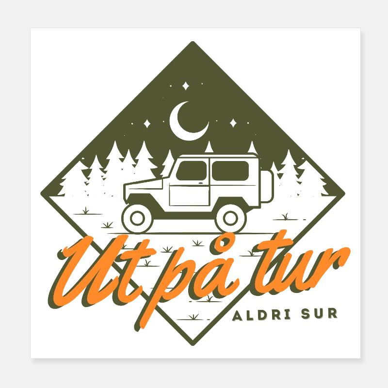 Auf Reisen nie sicher – Norwegisches Campingdesign Poster 20x20 cm