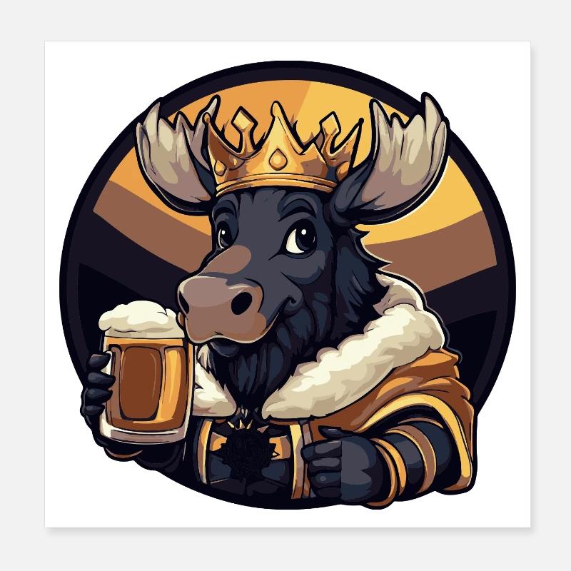 Elch Bier Lustig Poster 20x20 cm