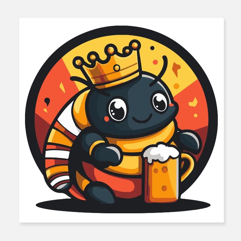 Bière Worm Drôle Poster 20 x 20 cm