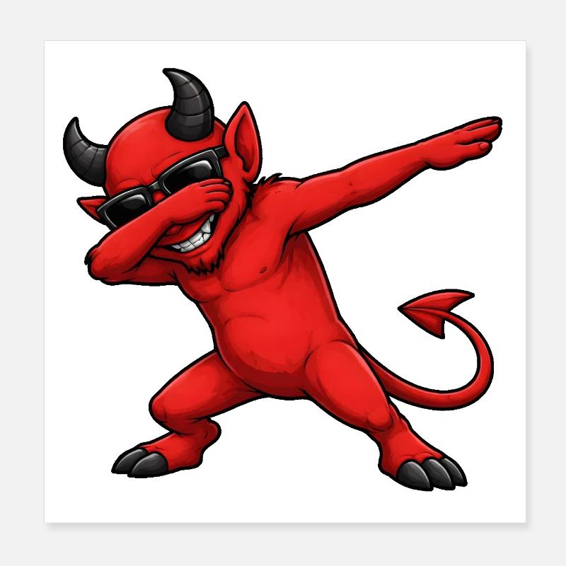 Dabbing Devil Poster 8" x 8" (20x20 cm)