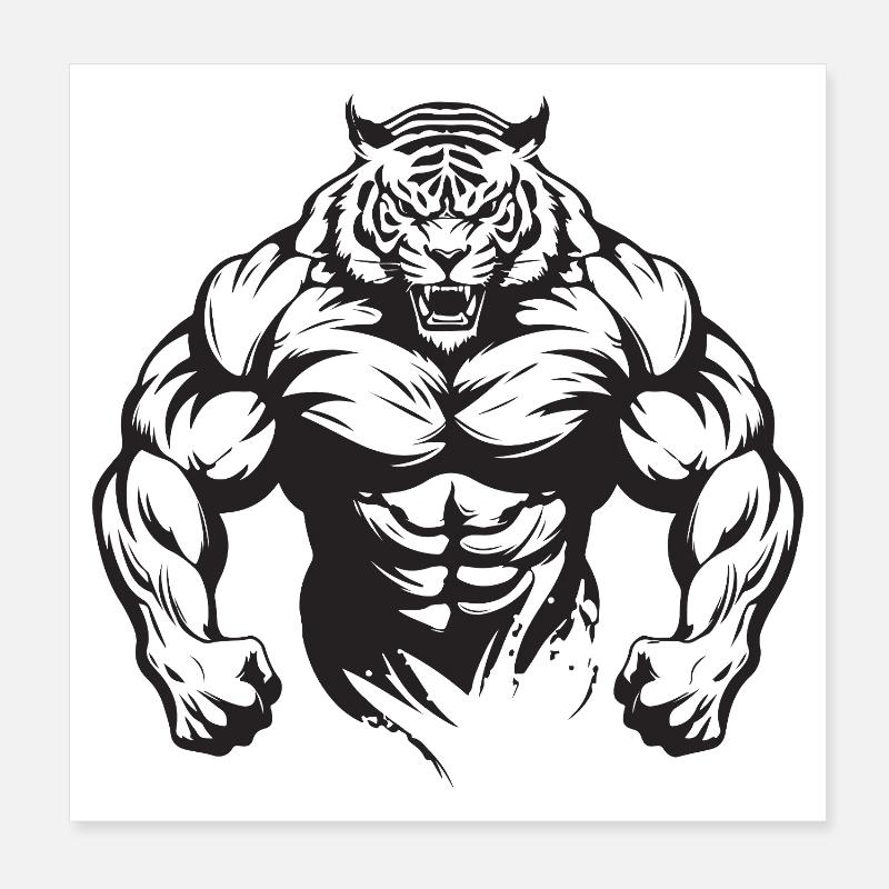 Culturisme Tiger Poster 20 x 20 cm