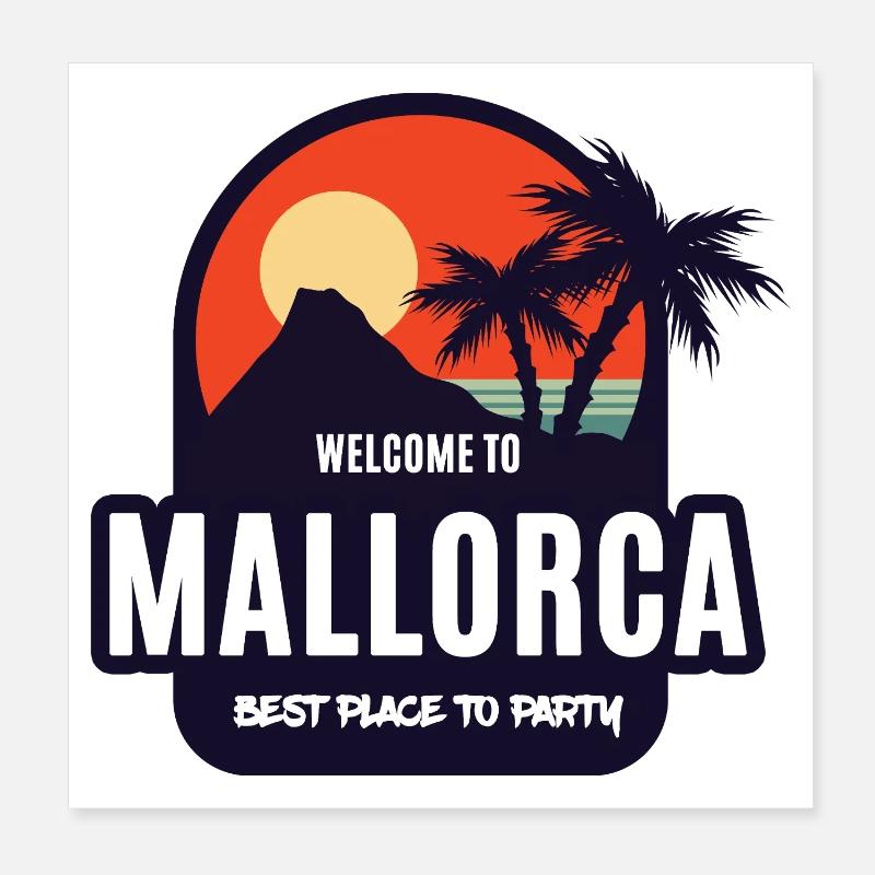 Bienvenue à Mallorca Party Sunset Poster 20 x 20 cm