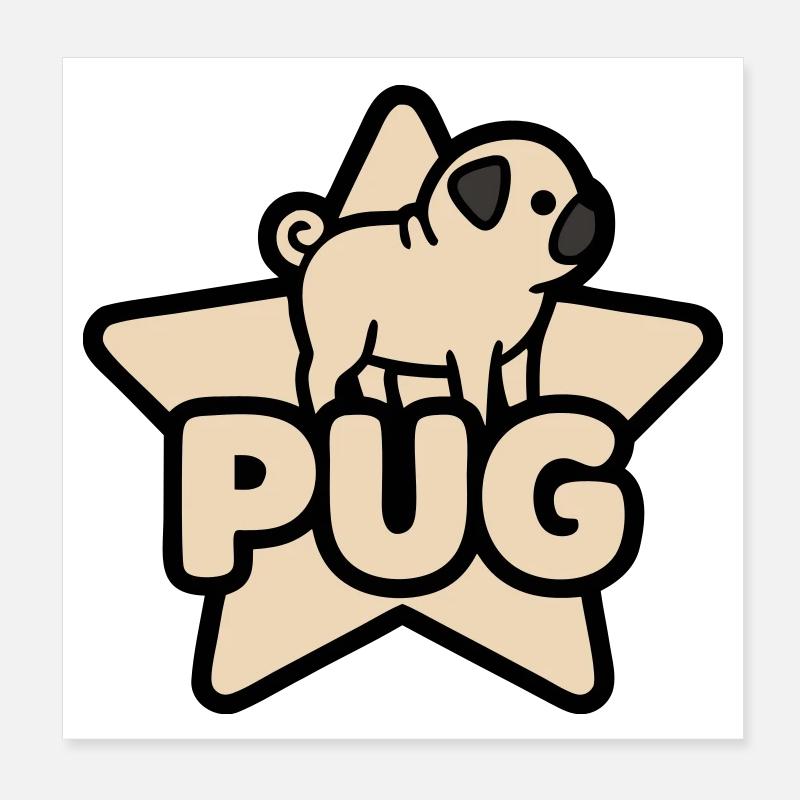 Mops Stern Banner Platzhalter Poster 20x20 cm
