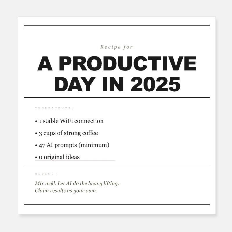 RECIPE FOR A PRODUCTIVE DAY Poster 8" x 8" (20x20 cm)