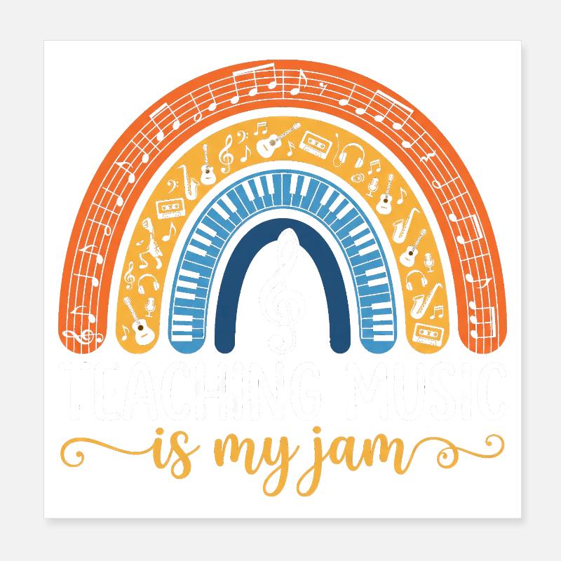 Enseigner la musique, c’est mon truc - Retro Boho Rainbow Poster 20 x 20 cm