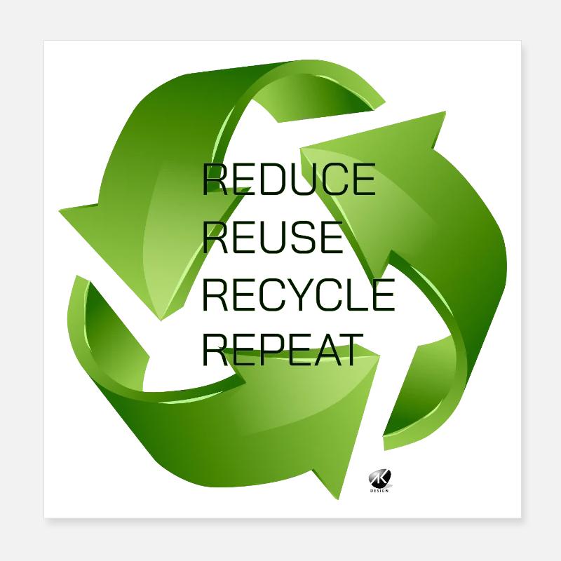 Illustration des trois flèches vertes de recyclage Poster 20 x 20 cm