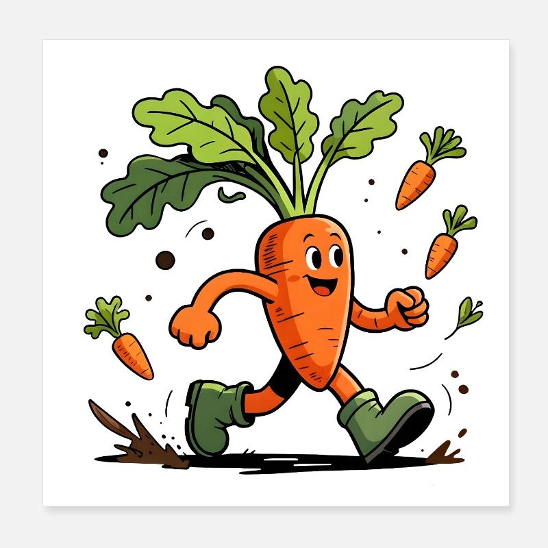 Jardinier carotte dynamique fun Poster 20 x 20 cm