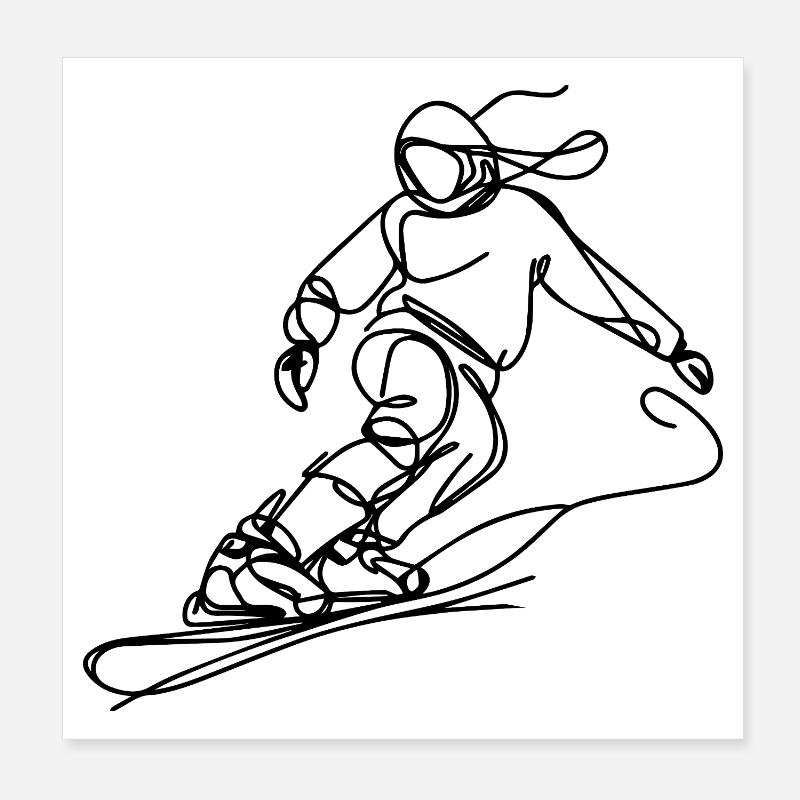 Snowboarder Zeichnung Poster 20x20 cm