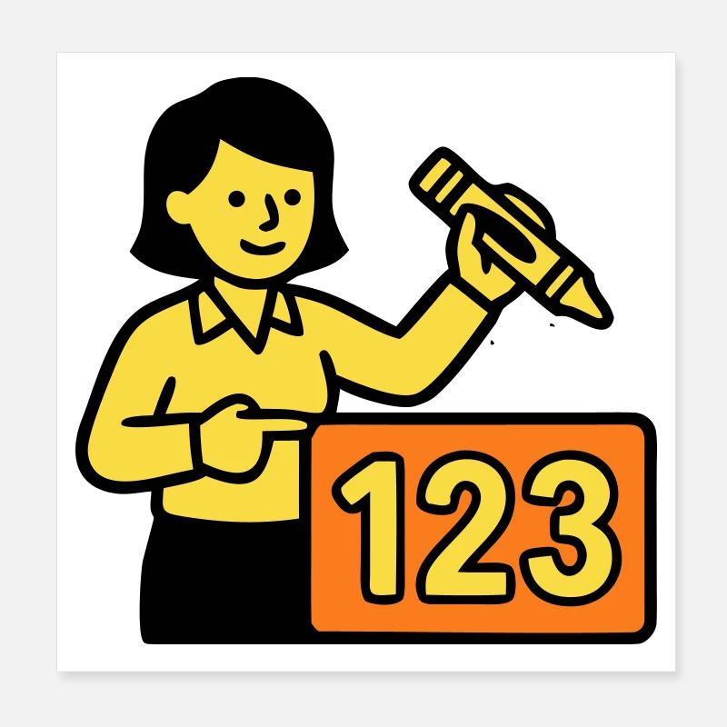 Lehrerin Mathe 123 Schule Poster 20x20 cm