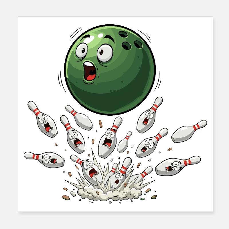 Green bowling ball hits pins Poster 8" x 8" (20x20 cm)
