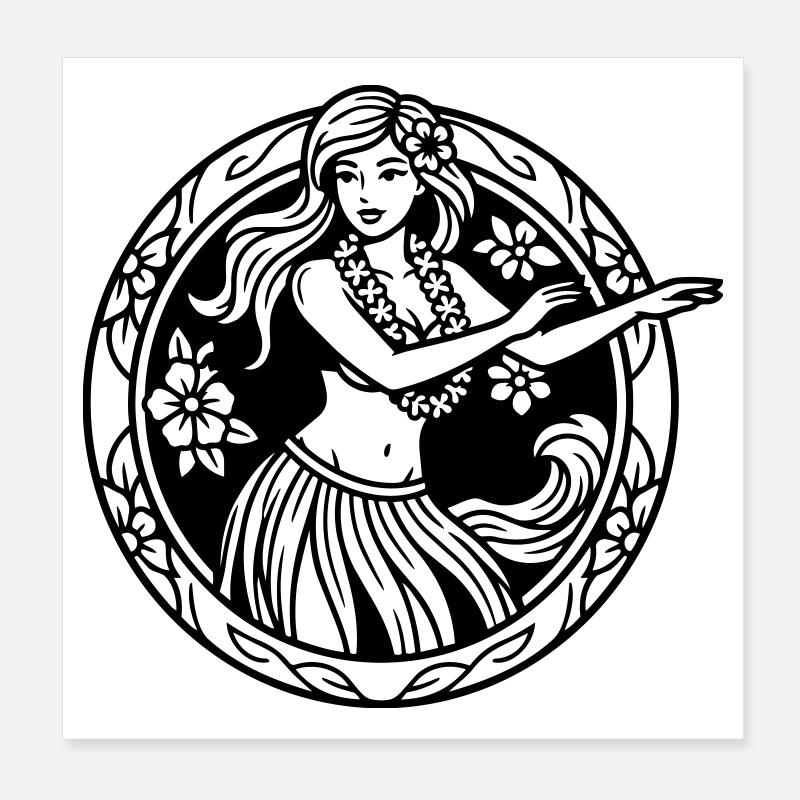 hula girl Poster 8" x 8" (20x20 cm)