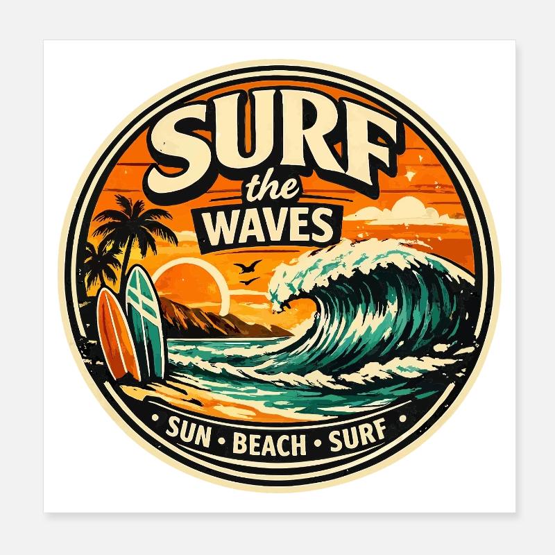 Surfer les vagues Poster 20 x 20 cm