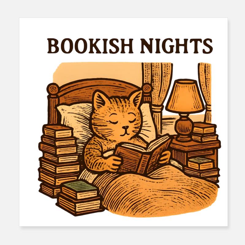 Moisson de chats des Nuits Livres Poster 20 x 20 cm