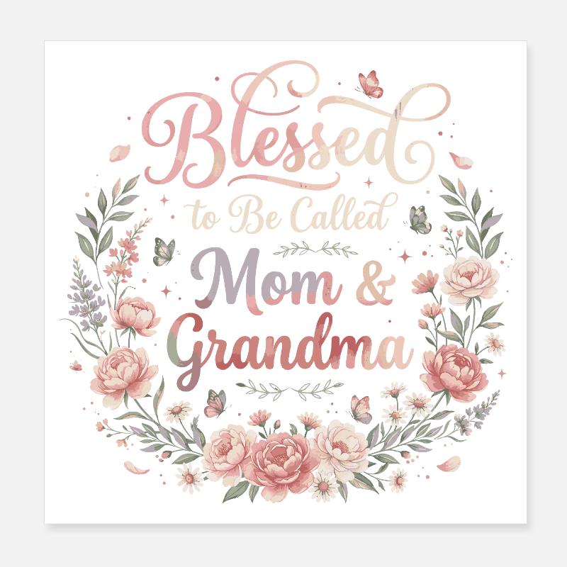 Mama & Oma | Geschenk von Mama und Großmutter Poster 20x20 cm