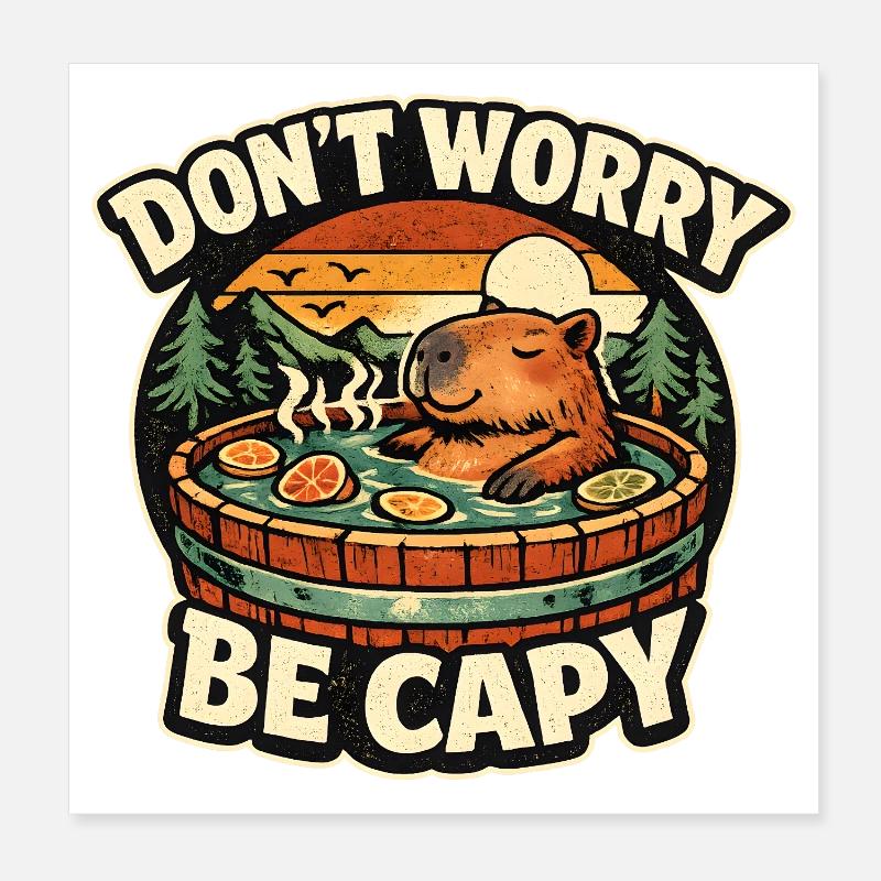 Capybara Whirlpool Abend Poster 20x20 cm