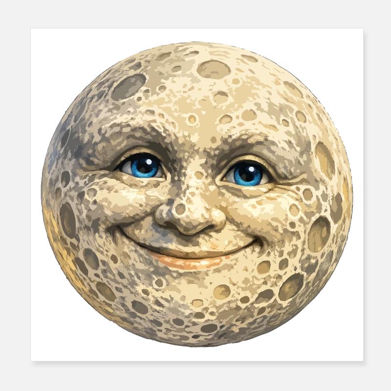 Visage de Lune Souriant Poster 20 x 20 cm