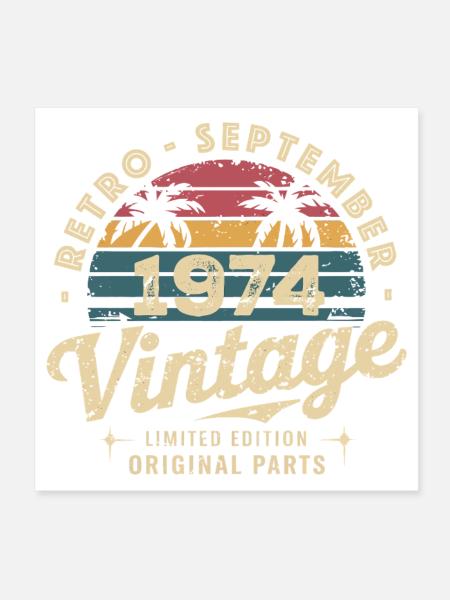 Vintage Septembre 1974 Édition Limitée Septembre - Poster 20 x 20 cm - blanc - Devant