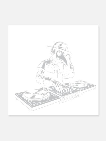 Dark Vibes Plague Doctor DJ - Poster 20x20 cm - Weiß - Vorne