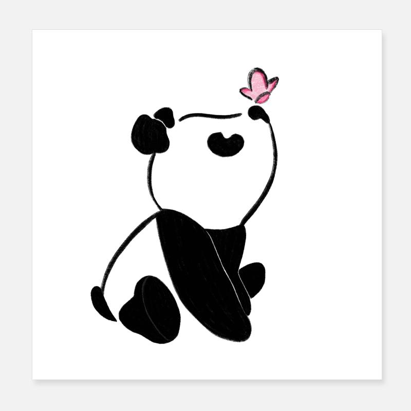 Panda avec papillon – Motif d’animal mignon Poster 20 x 20 cm