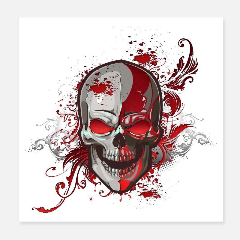 Crâne rouge Poster 20 x 20 cm