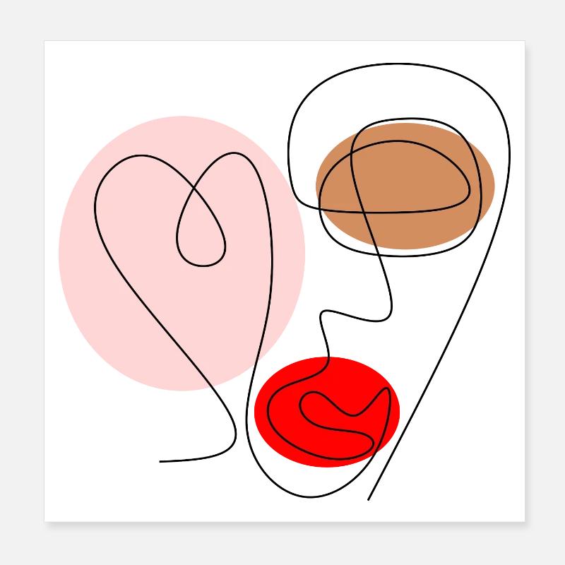 Face de dessin au trait Poster 20 x 20 cm