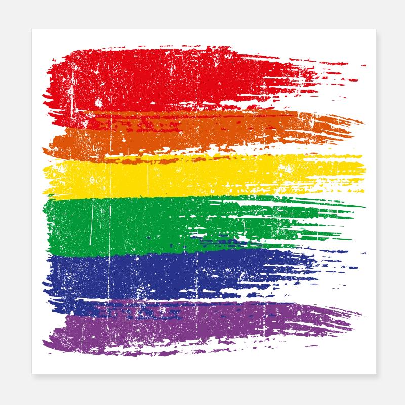 Rainbow Brushstroke Pride Poster 8" x 8" (20x20 cm)