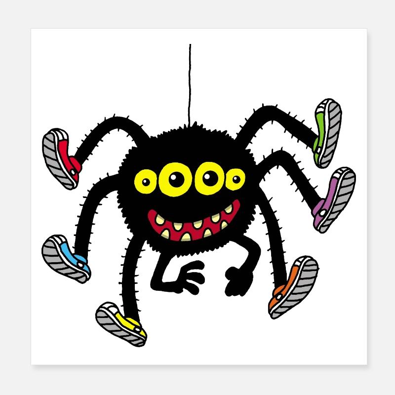 Spinne in bunten Schuhen Poster 20x20 cm