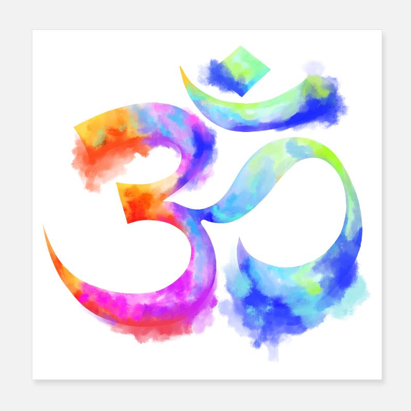 Om arcenciel Aquarell - Poster 20x20 cm - Weiß