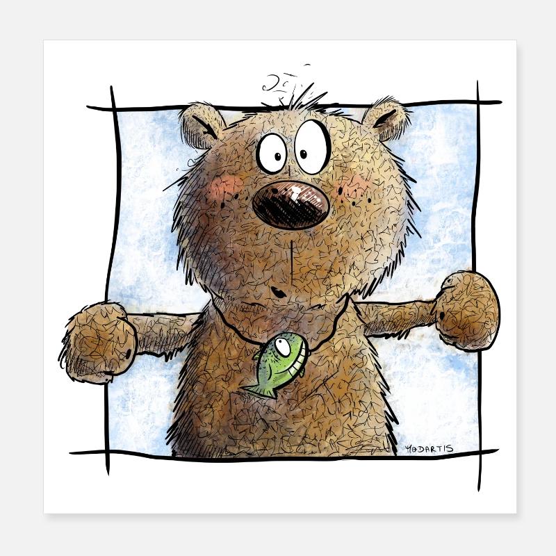 Drolliger Brauner Bär I Wildtier Comic Poster 20x20 cm