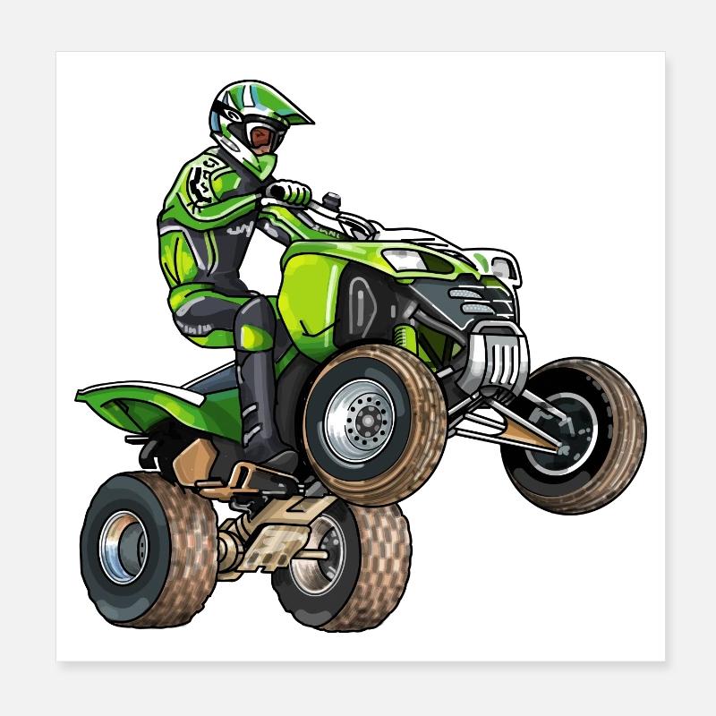 Quad Moto - Poster 20 x 20 cm - blanc