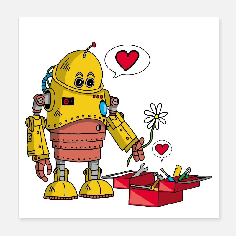 Verliebter Roboter Poster 20x20 cm