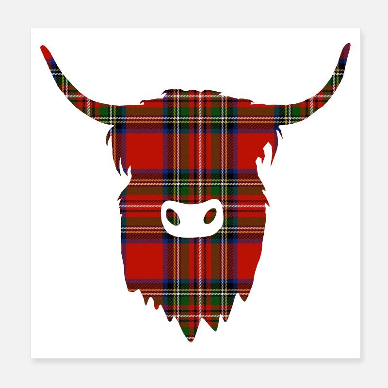 Highland Coo - Poster 8" x 8" (20x20 cm) - white