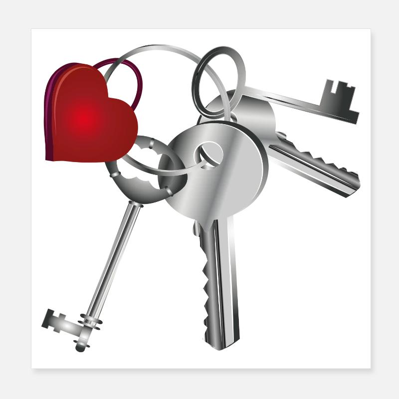 Porte-clés avec clé et porte-clés Poster 20 x 20 cm