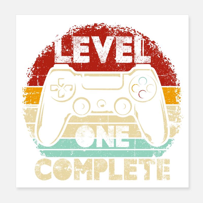 Level One Complete Retro Controller Poster 20x20 cm