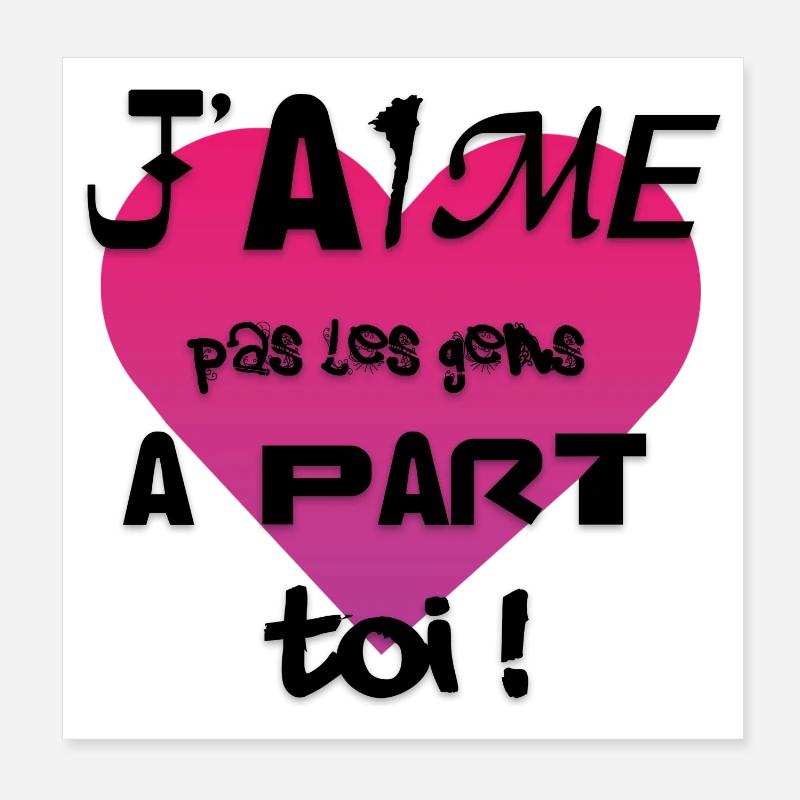 Coeur Rose Gradient — Message d'amour - Poster 20 x 20 cm - blanc