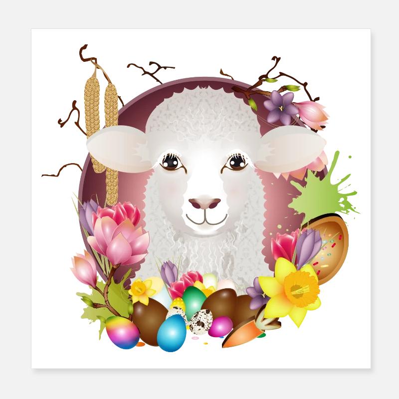 Das Schaf oder Lamm als Frühlings & Ostern Motiv Poster 20x20 cm
