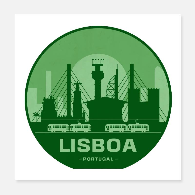 Trains Silhouette des ponts Lisboa Poster 20 x 20 cm