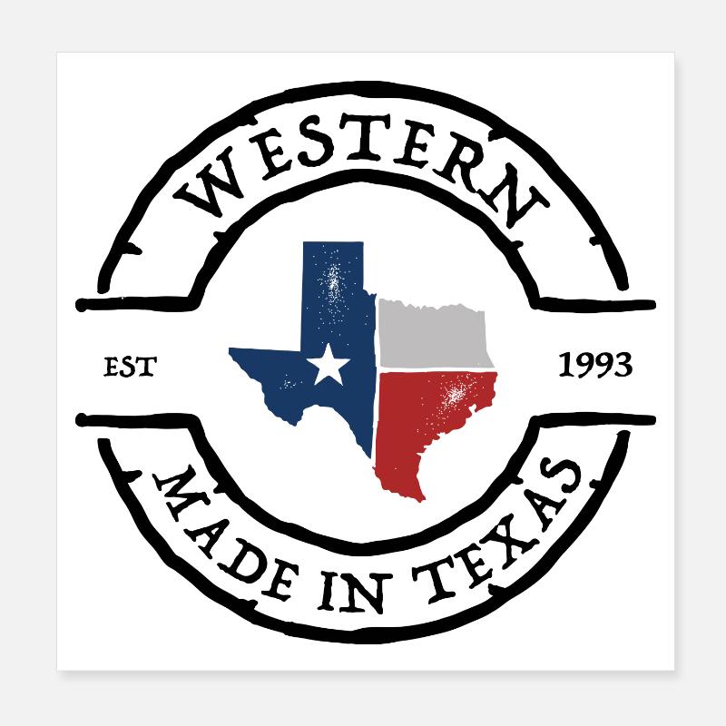 Contour du drapeau du Texas Lone Star Poster 20 x 20 cm