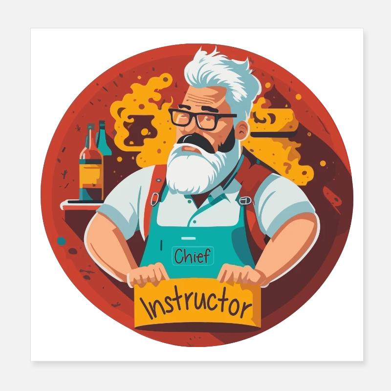 Instructeur principal BBQ Poster 20 x 20 cm