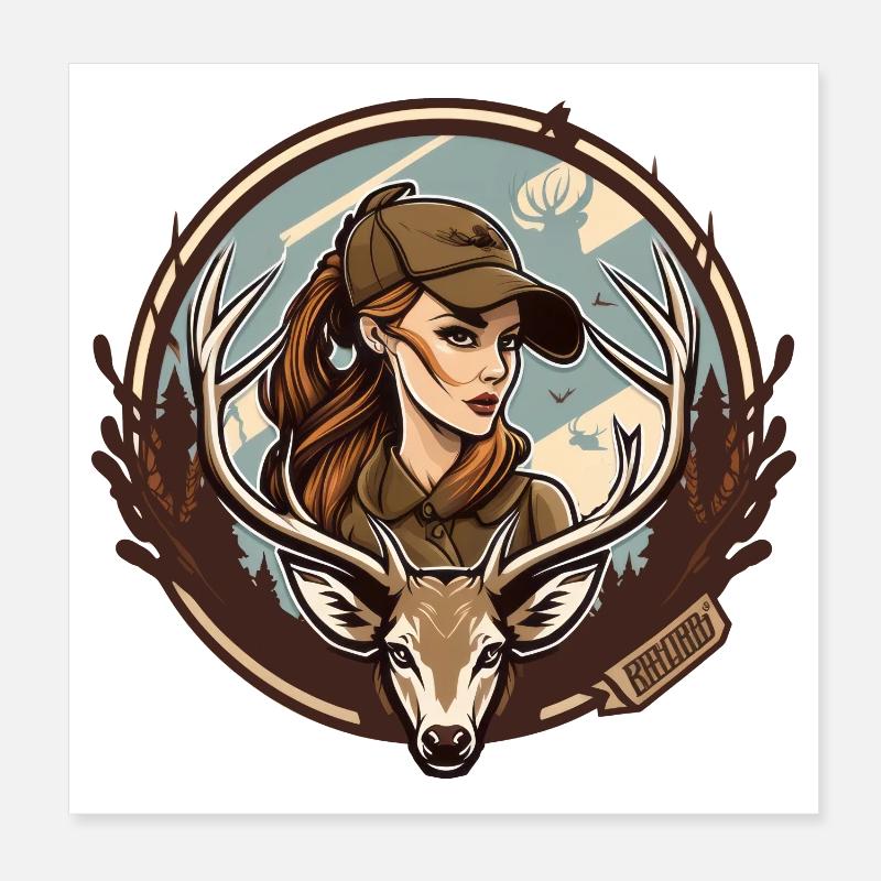 Hirsch Jägerin Poster 20x20 cm