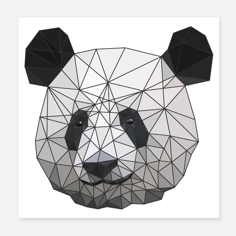 Polygonal Panda Bear Low Poly Art Triangle Shapes Poster 20 x 20 cm