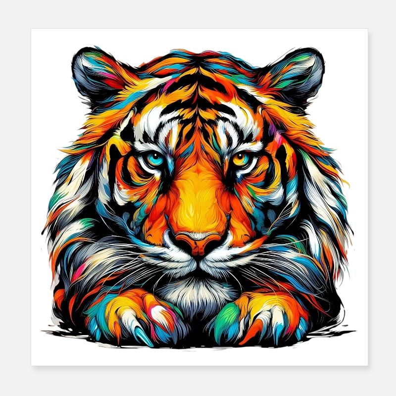Tiger - Poster 20x20 cm - Weiß