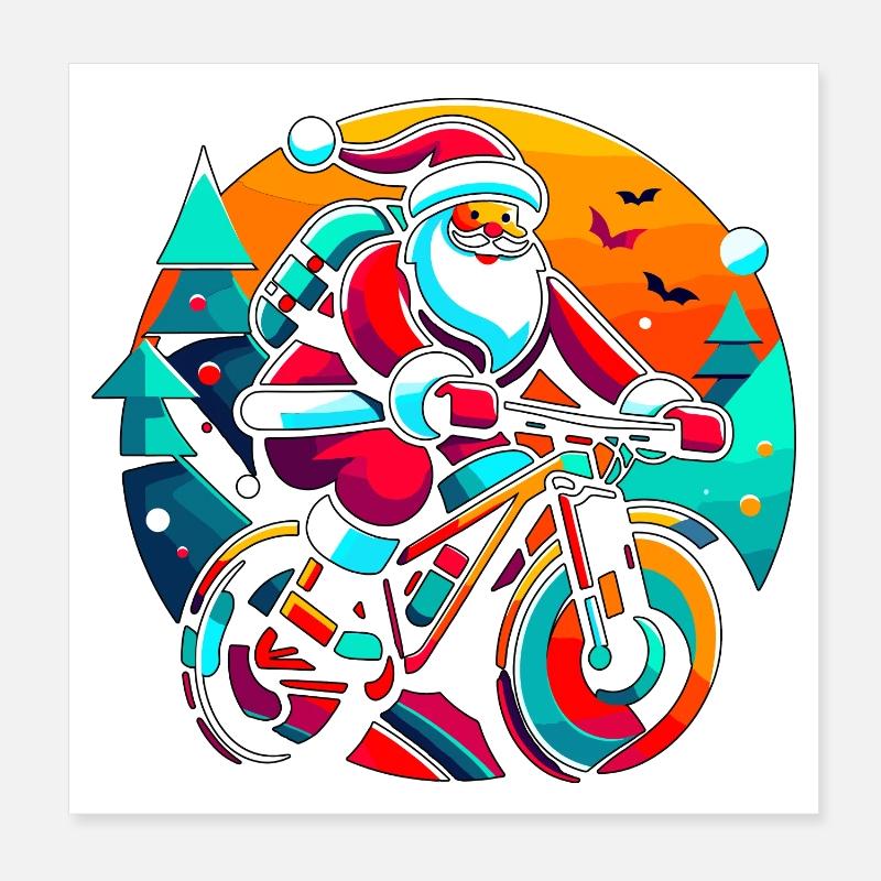 Saint-Nicolas sur le VTT MTB Poster 20 x 20 cm
